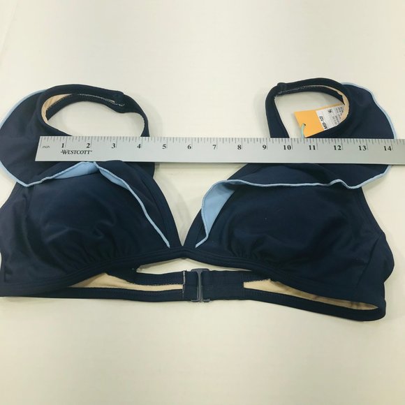 Kona Sol Women's Size Medium 8-10 Lightly Lined Bikini Swim Top Ruffle Blue New - Picture 8 of 13